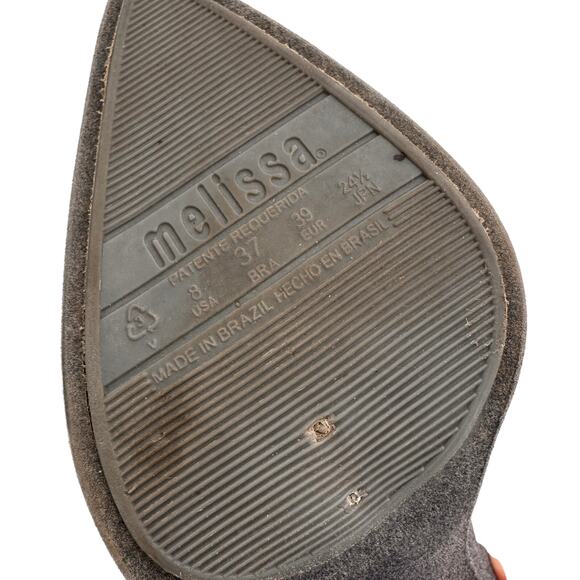 Melissa Dark Grey Drama Flocked Ankle Boots Size 8 - Picture 6 of 9